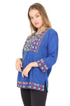 Blusa con Bordado en Punto de Cruz en Multicolor