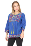 Blusa con Bordado en Punto de Cruz en Multicolor