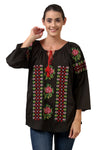 Blusa con Bordado Floral a Punto de Cruz