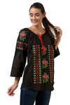Blusa con Bordado Floral a Punto de Cruz