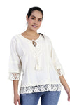 Blusa Con Detalles Calados y Bordados En Tallas Extras