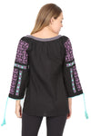 Blusa de Bordado Geométrico en escote a Punto de Cruz