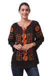 Blusa con Bordado Floral Punto de Cruz