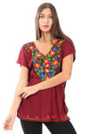 Blusa Caftán con Bordado en Tonos Brillantes